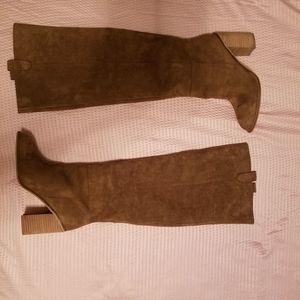 VICI   Distressed Faux Suede Saint Slouch Tall Boot. Sz 10. 4 inch, Tan